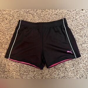 Puma | Youth | Mesh Athletic Shorts in Black with Pink